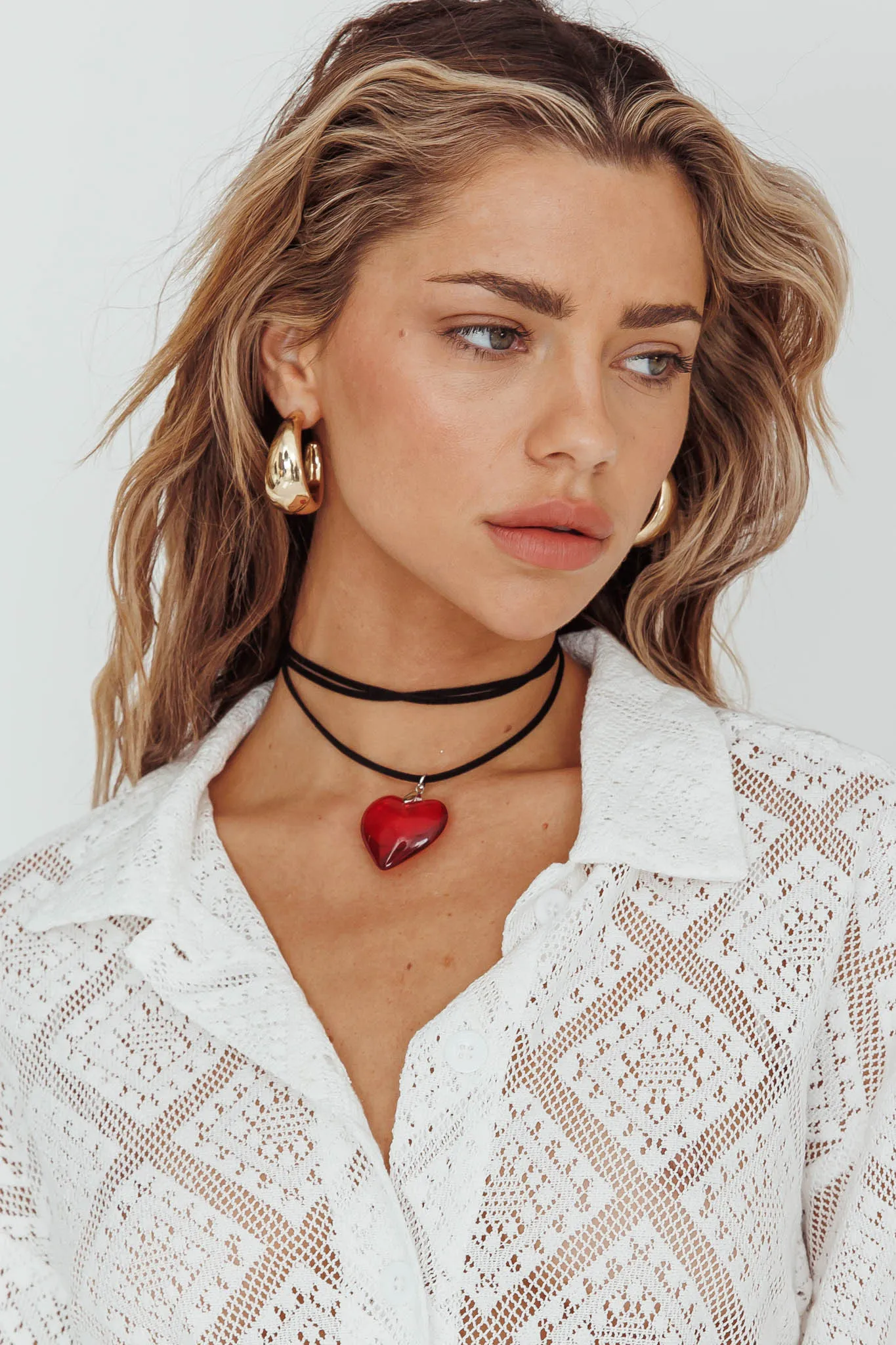 Lovers Heart Choker Necklace Red sold by Selfie Leslie product image thumbnail 3