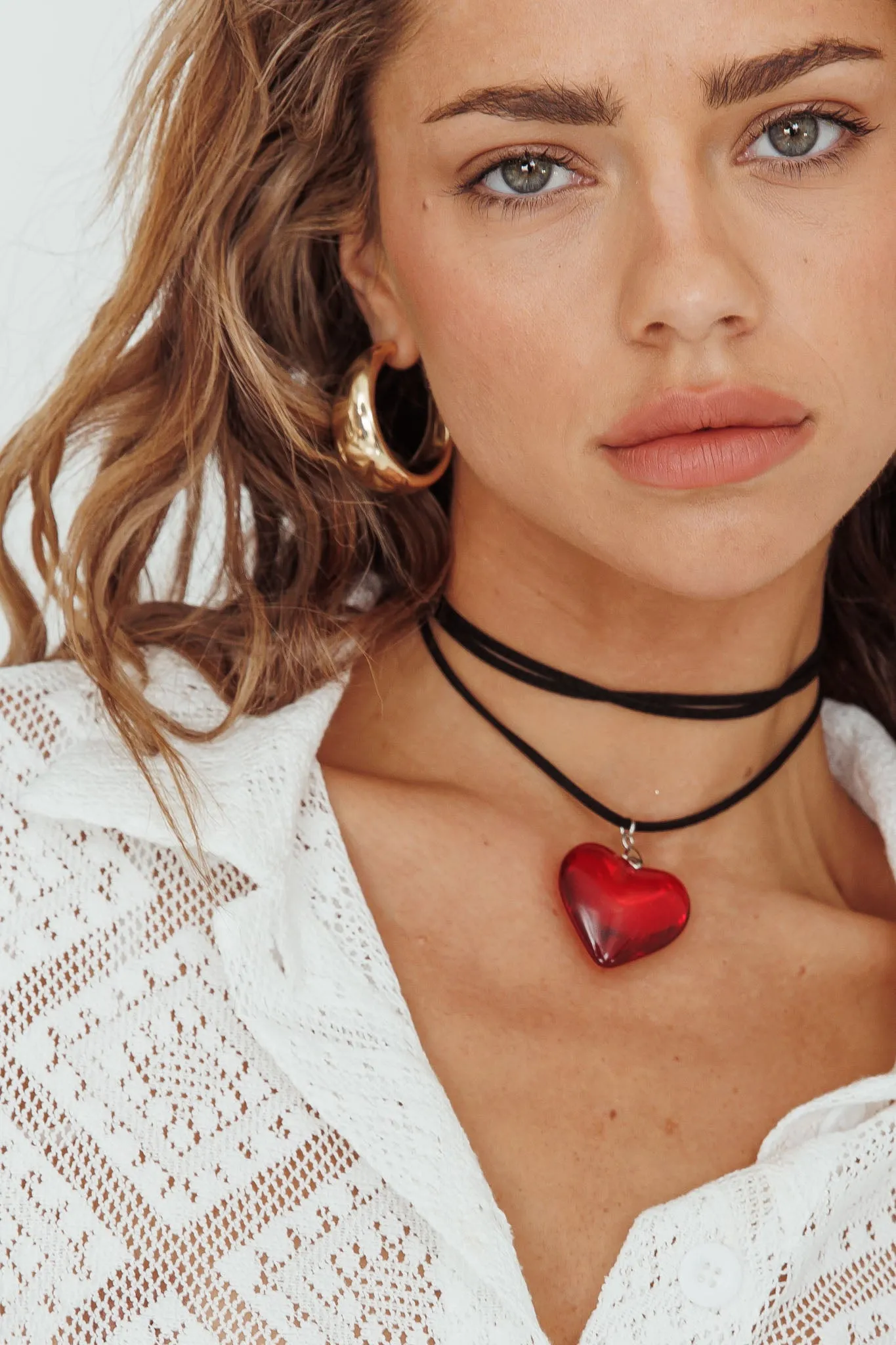 Lovers Heart Choker Necklace Red sold by Selfie Leslie