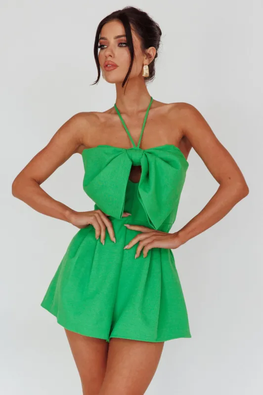 Tink Bow Bust Romper Kelly Green sold by Selfie Leslie