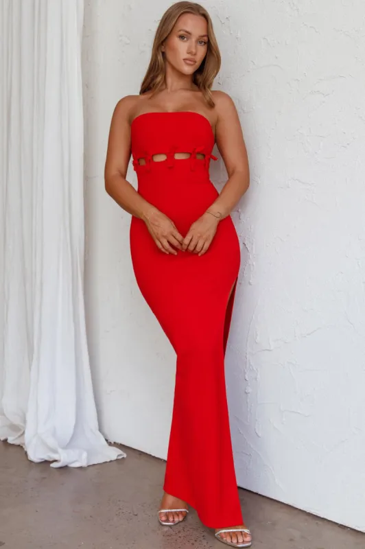 Mykonos Nights Strapless Maxi Dress Red sold by Selfie Leslie