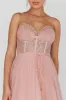 Trophy Lace Bodice Mesh Midi Dress Blush sold by Selfie Leslie