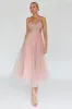 Trophy Lace Bodice Mesh Midi Dress Blush sold by Selfie Leslie