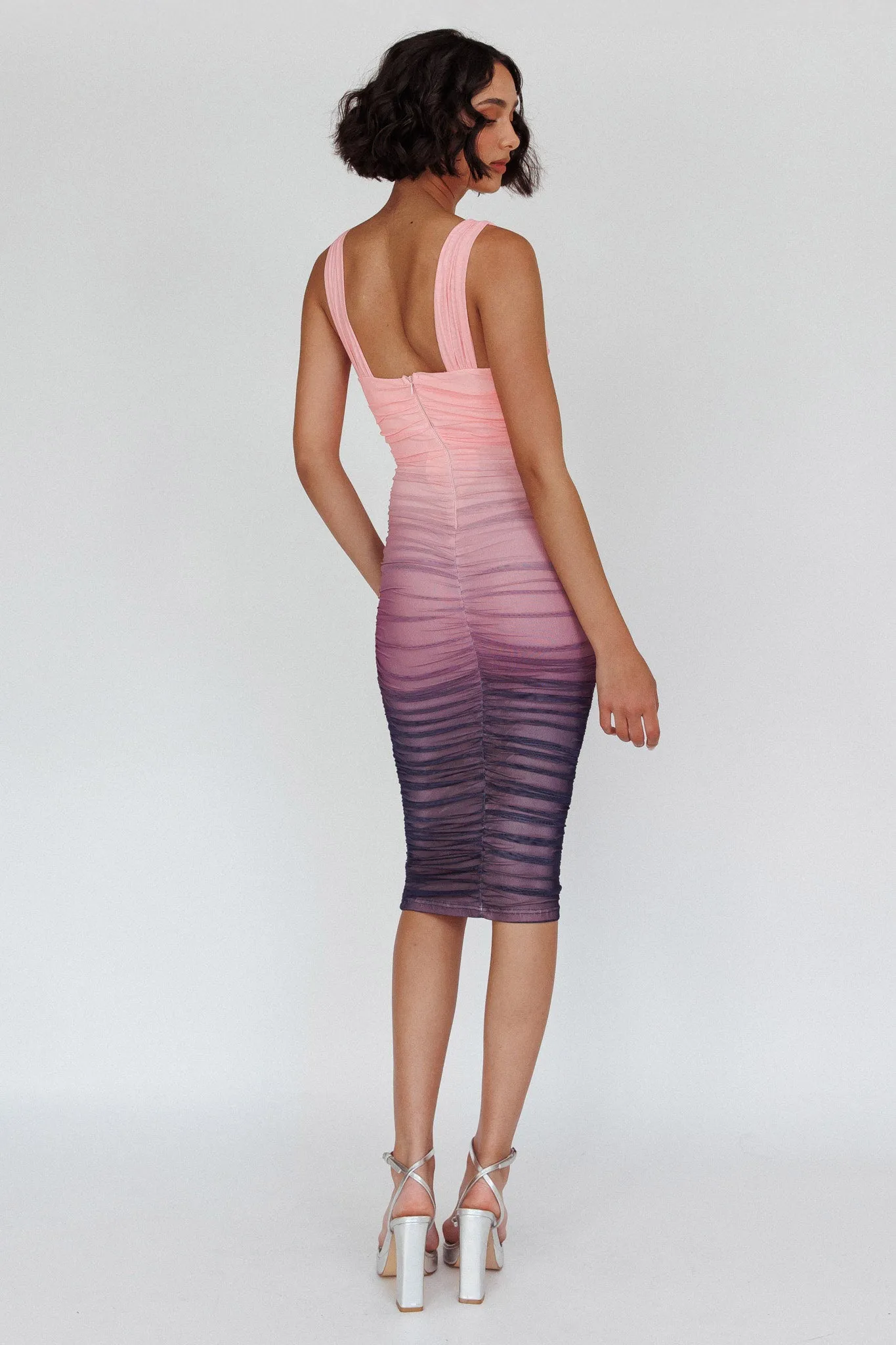 Nadia Ruched Midi Dress Gradient Pink sold by Selfie Leslie product image thumbnail 2