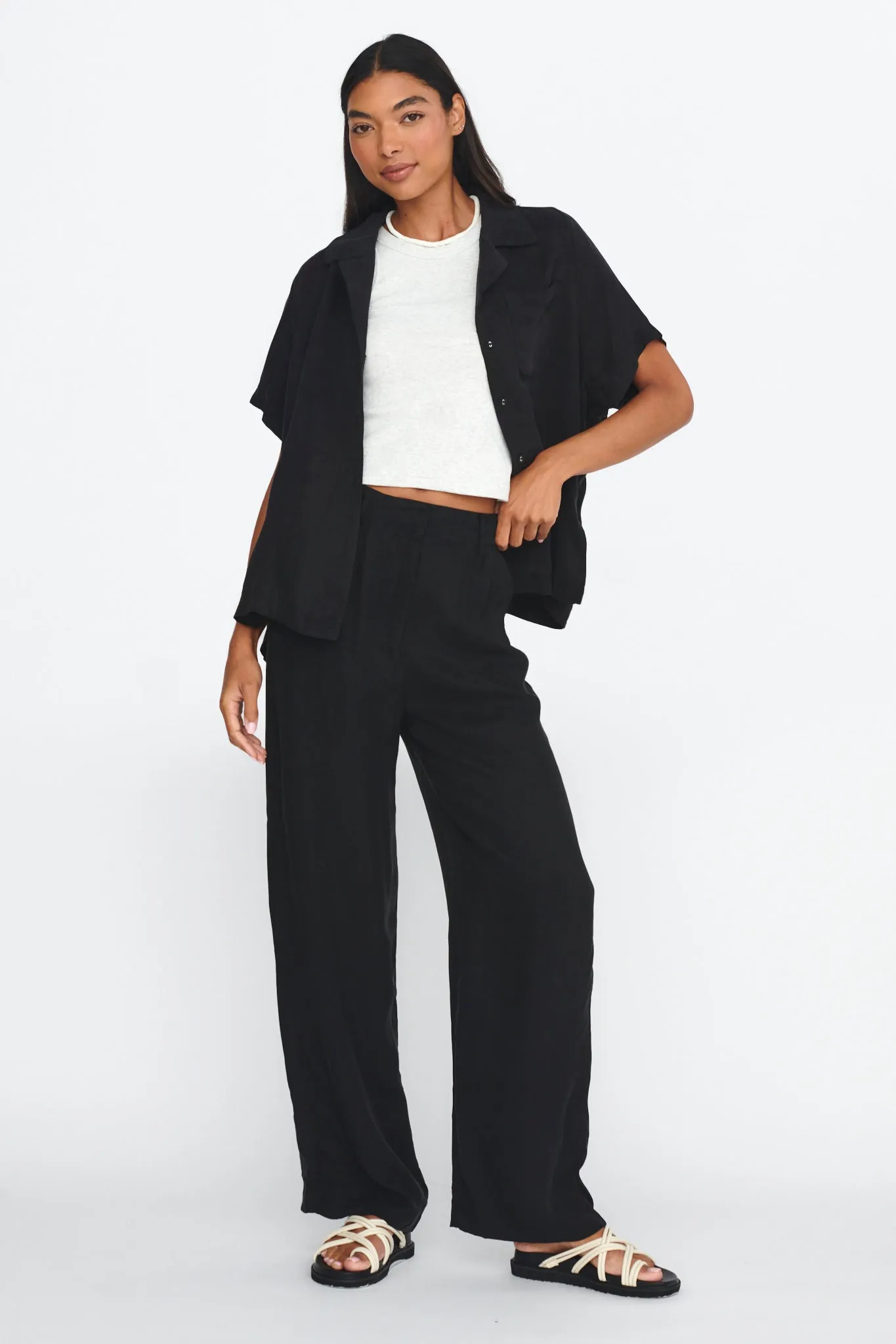 Dodie Straight Leg Trouser Pants Black sold by Selfie Leslie