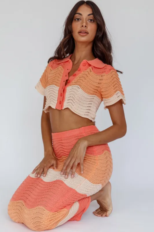May Blooms Button Up Crop Top Tangerine sold by Selfie Leslie