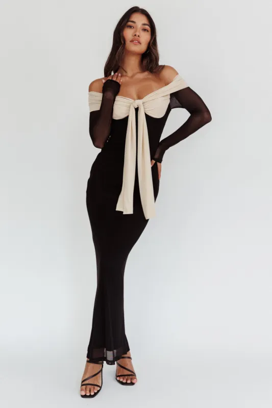 Perfect Worlds Off Shoulder Maxi Dress Black sold by Selfie Leslie