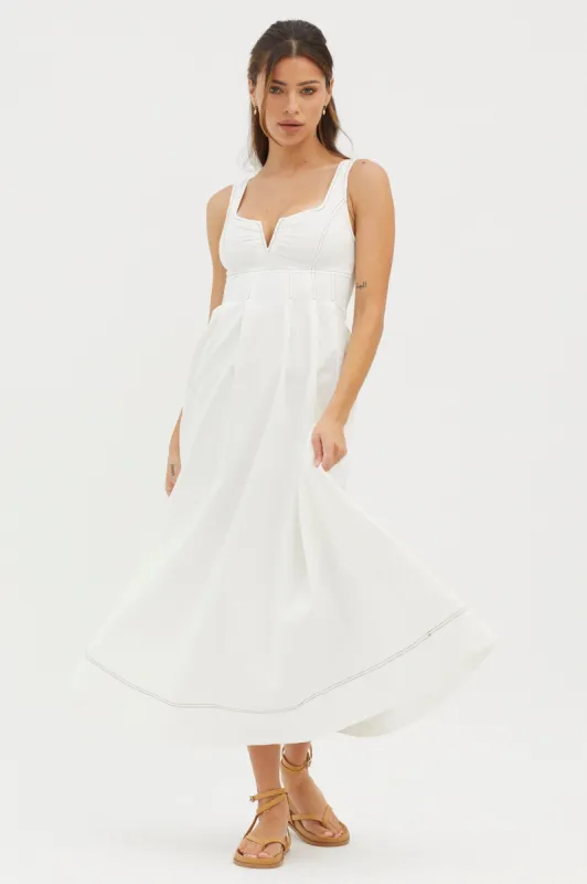 Isadore V-Bust Midi Dress White sold by Selfie Leslie