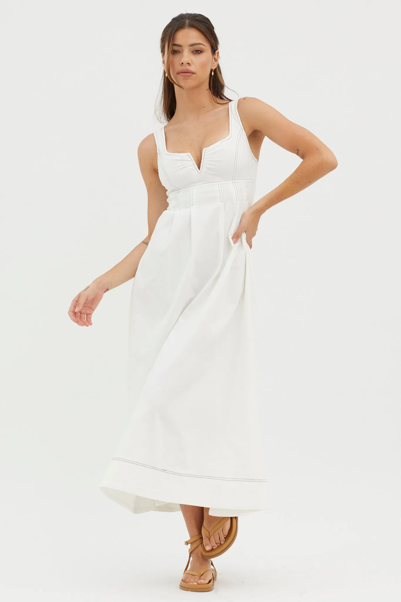Isadore V-Bust Midi Dress White sold by Selfie Leslie product image thumbnail 5