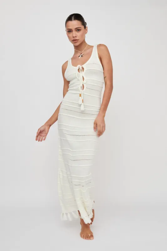 Sunlight Bust Tie Knit Maxi Dress White sold by Selfie Leslie