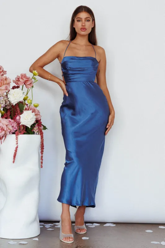 Heaven On Earth Lace-Up Back Maxi Dress Blue sold by Selfie Leslie
