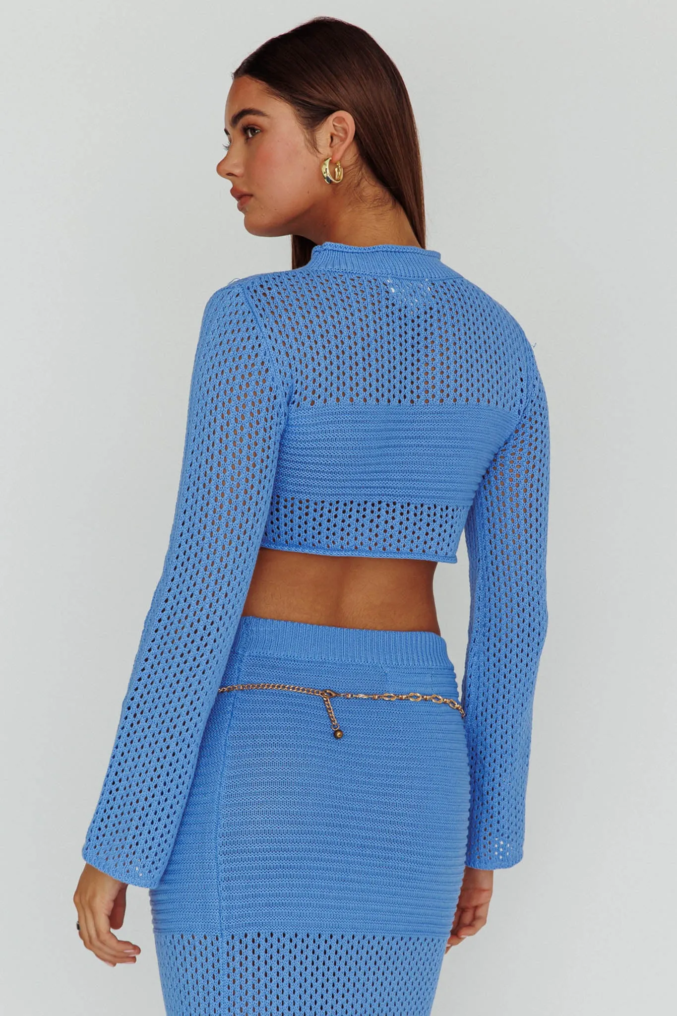 Bayside Long Sleeve Crochet Top Ocean sold by Selfie Leslie product image thumbnail 2
