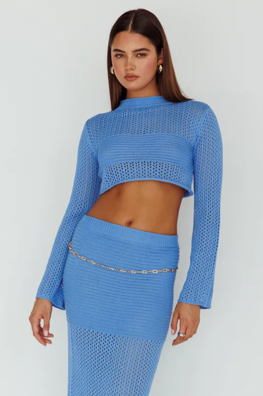 Bayside Long Sleeve Crochet Top Ocean sold by Selfie Leslie