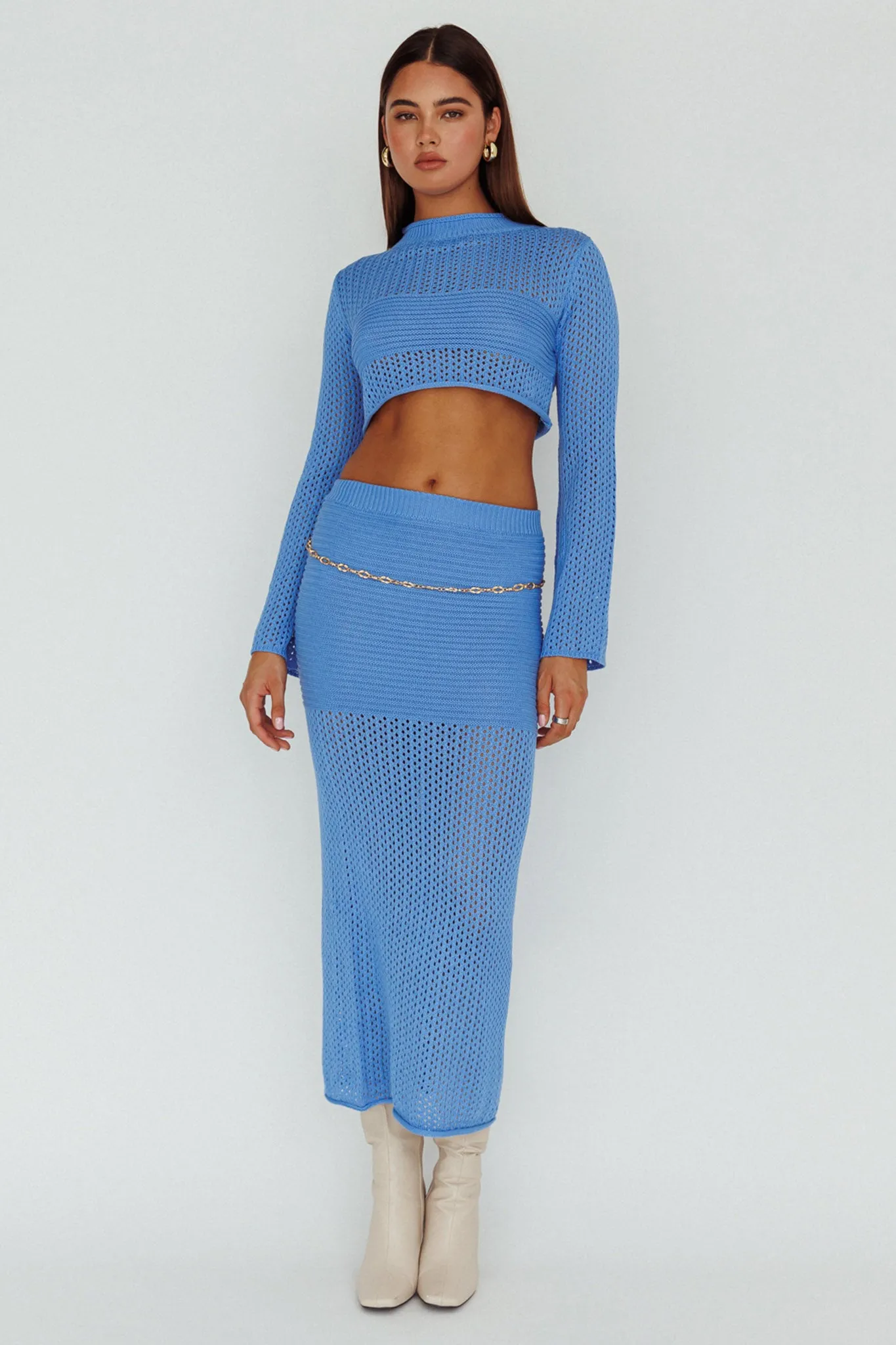 Bayside Long Sleeve Crochet Top Ocean sold by Selfie Leslie product image thumbnail 3