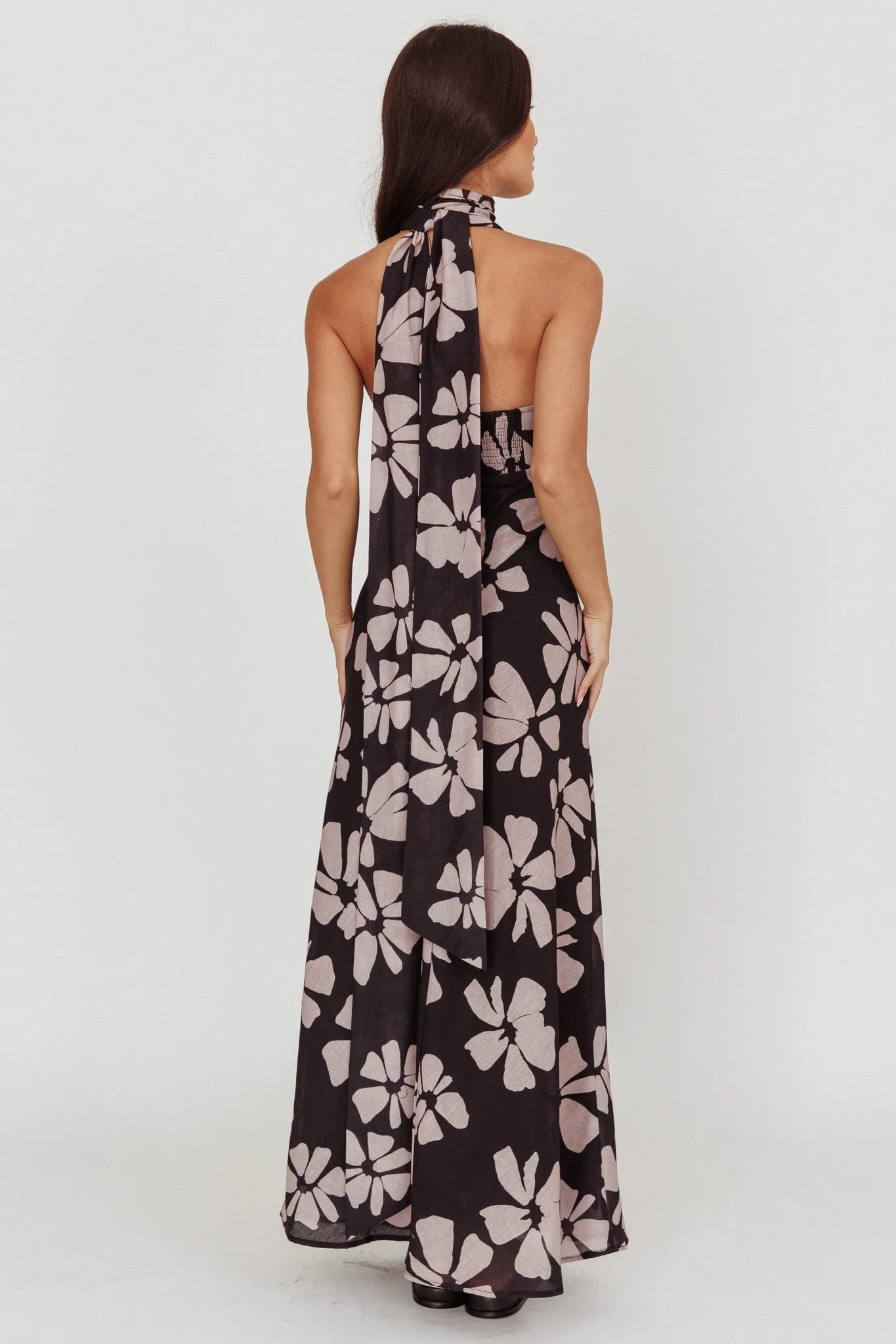 Italia Azure Halterneck Floral Maxi Dress Black sold by Selfie Leslie product image thumbnail 2