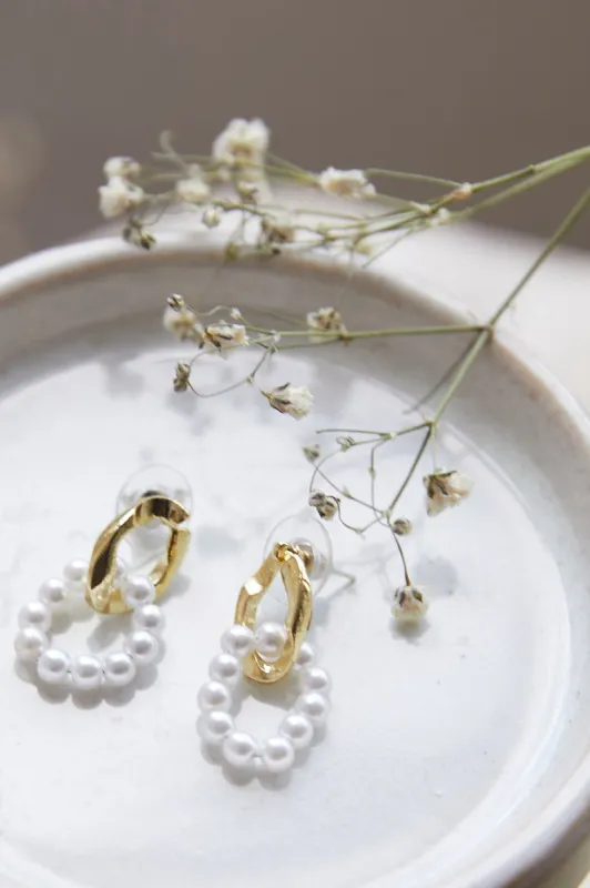 Charlotte Pearl Loop Earrings Gold sold by Selfie Leslie