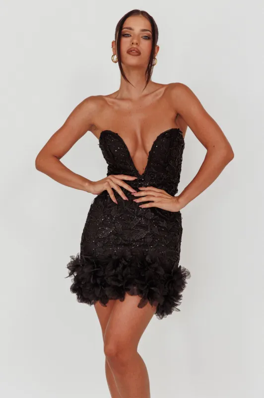 Time Of My Life Applique Mini Dress Black sold by Selfie Leslie