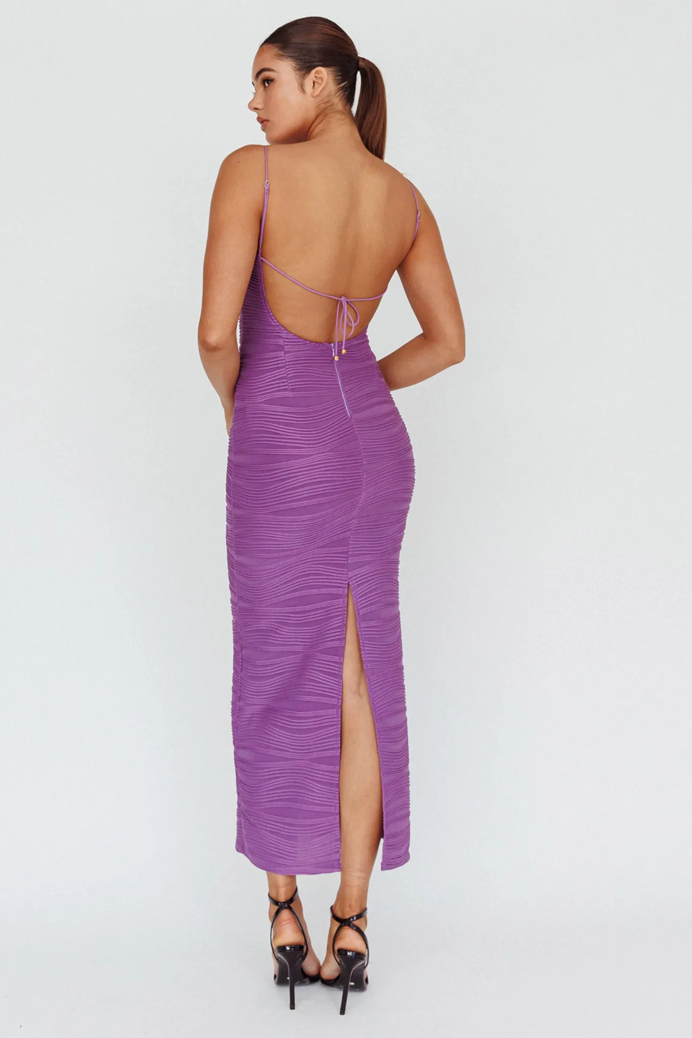 Orion Keyhole Bodice Midi Dress Purple sold by Selfie Leslie product image thumbnail 2