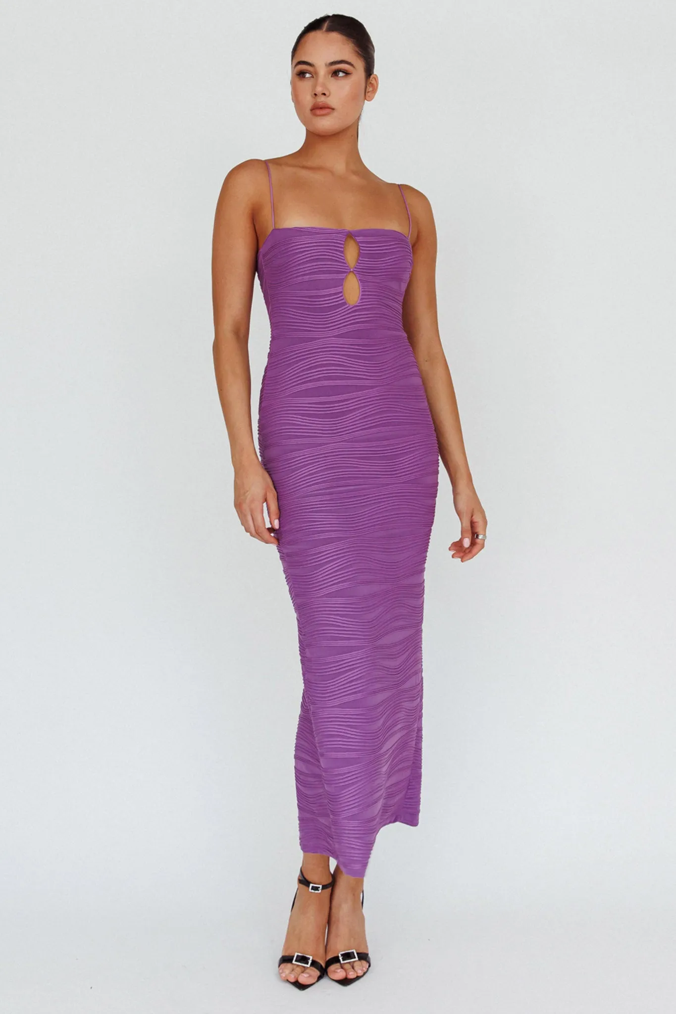 Orion Keyhole Bodice Midi Dress Purple sold by Selfie Leslie product image thumbnail 5