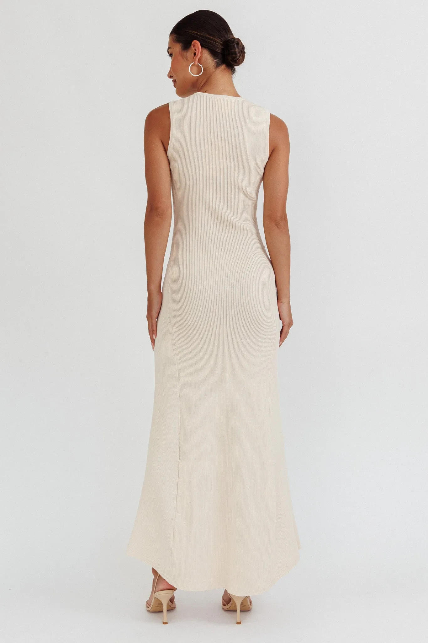 Braylee Sleeveless Ribbed Knit Maxi Dress Cream sold by Selfie Leslie product image thumbnail 2