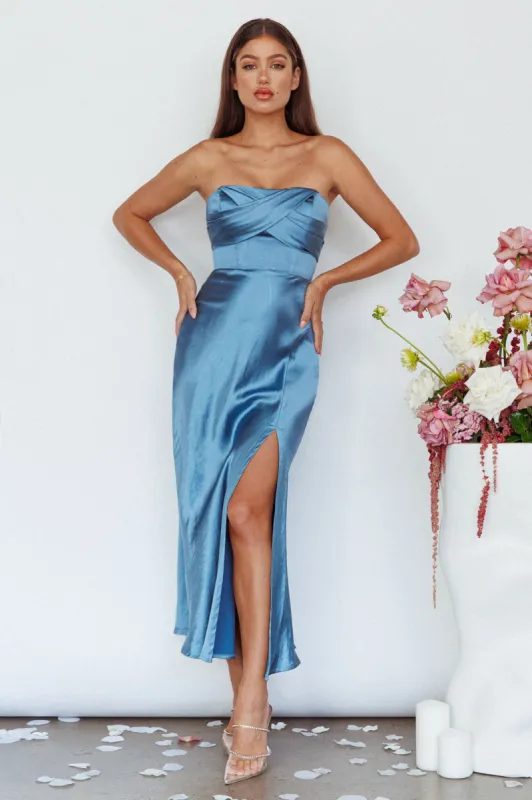 Yvette Wrap Neckline Midi Dress Desert Midnight Blue sold by Selfie Leslie