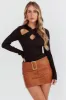 One Mind Cut-Out Neckline Knit Top Black sold by Selfie Leslie