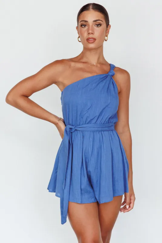 Summer Lover One-Shoulder Romper Blue sold by Selfie Leslie