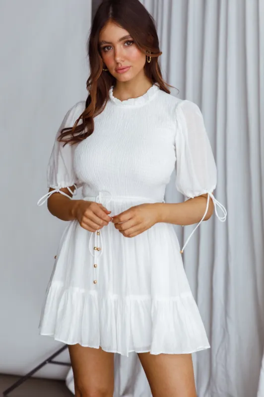 Secret Garden Puff Sleeve Smocked Bodice Dress White sold by Selfie Leslie