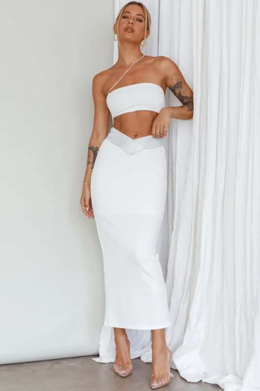 Megyn Diamante Midi Dress White sold by Selfie Leslie