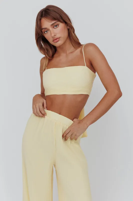 Light Energy Tie Back Crop Top Lemon sold by Selfie Leslie
