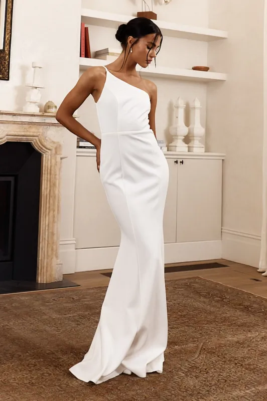Cariann One Shoulder Maxi Dress Ivory sold by Selfie Leslie