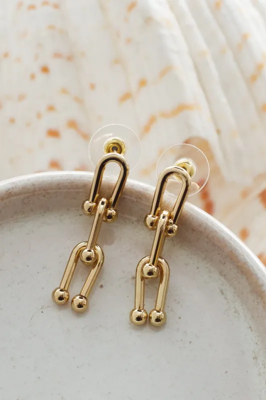 Eternity Horseshoe Link Earrings Gold sold by Selfie Leslie