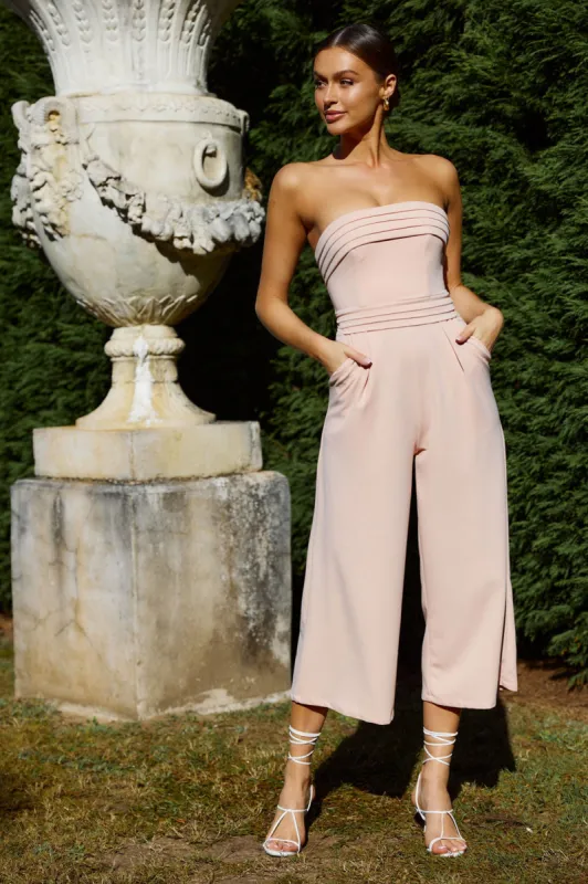 Chosen Strapless Wide Leg Jumpsuit Nude Pink sold by Selfie Leslie