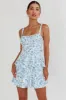 Provence Bloom Tiered Ruffle Mini Dress Blue sold by Selfie Leslie