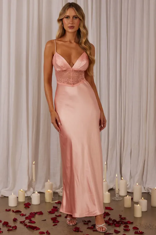 Kinzie Lace Waist Maxi Dress Pink sold by Selfie Leslie