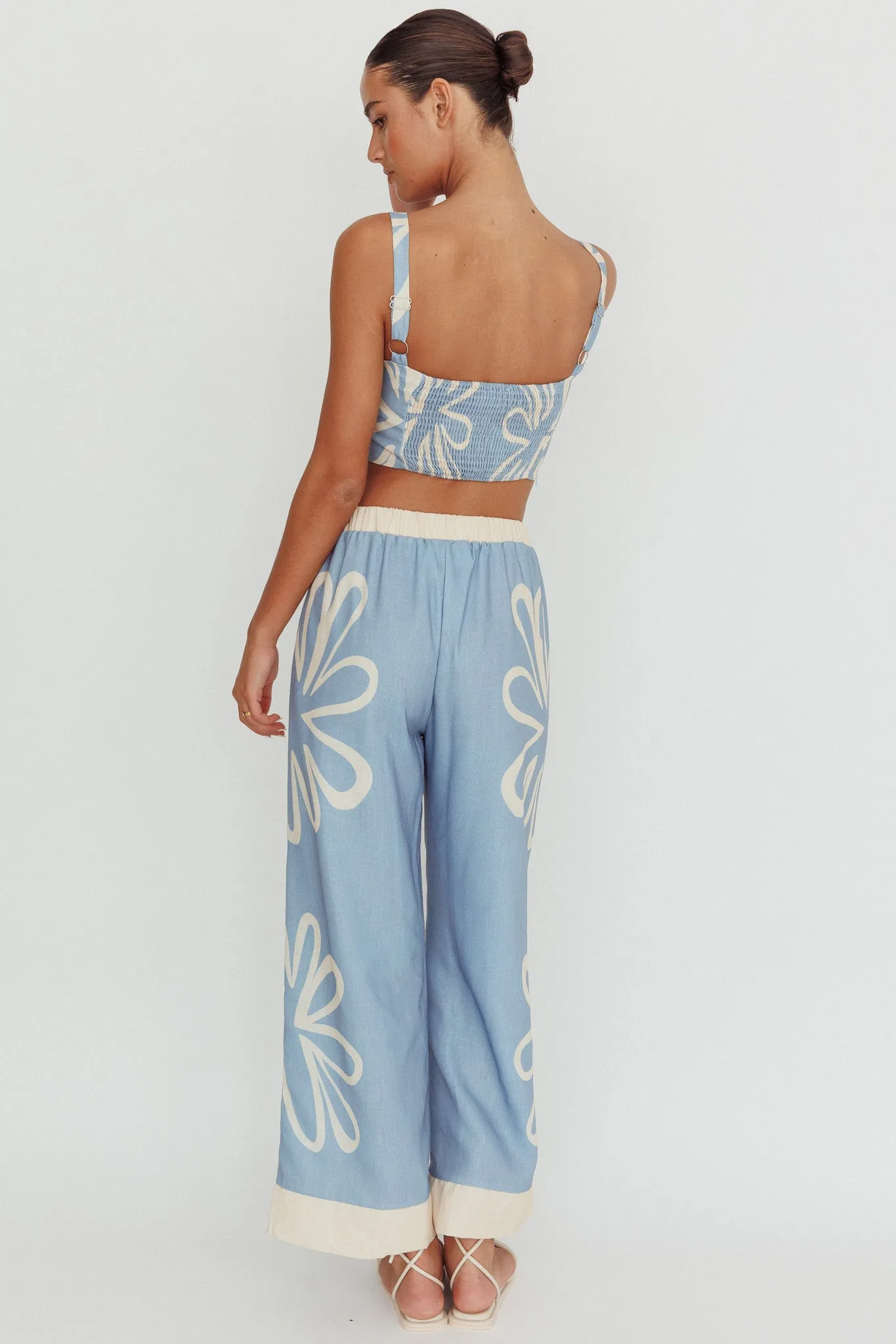 Briar Floral Wide Leg Pants Beige Blue sold by Selfie Leslie product image thumbnail 3
