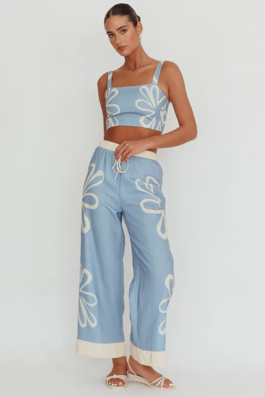 Briar Floral Wide Leg Pants Beige Blue sold by Selfie Leslie
