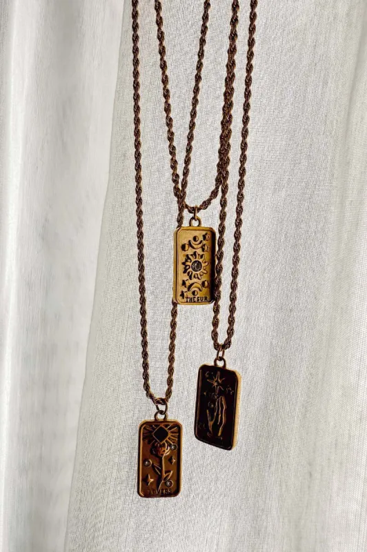 Sol Rope Chain Pendant Necklace Gold sold by Selfie Leslie