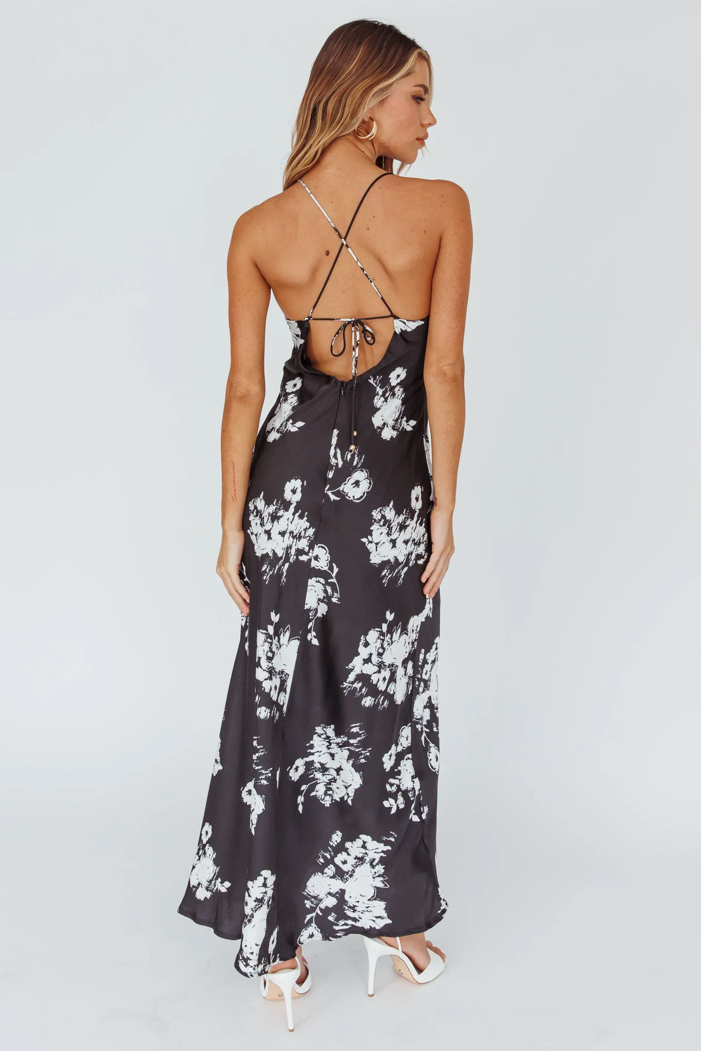 Lyndel Tied Back Slip Midi Dress Black sold by Selfie Leslie