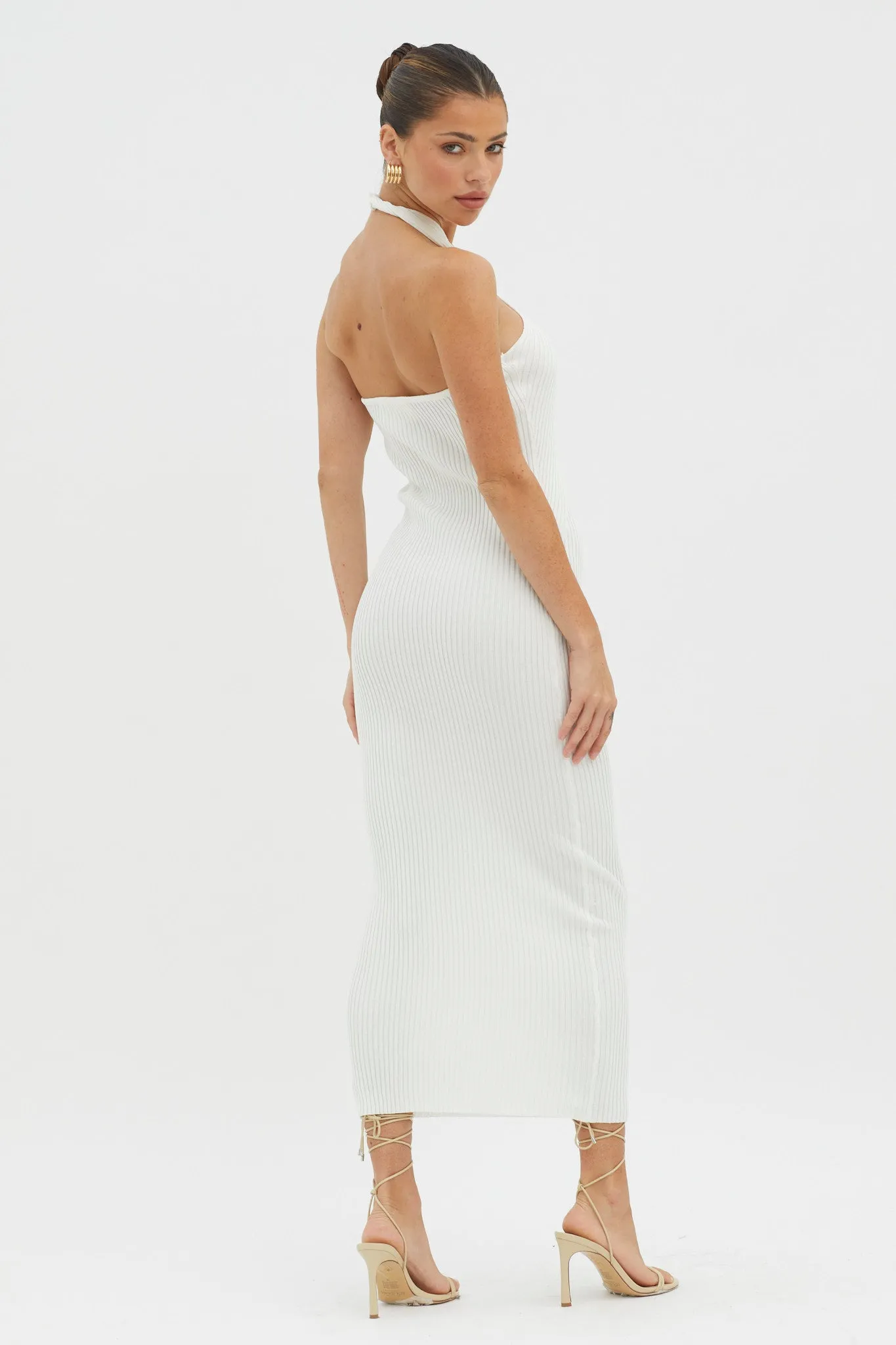 Lovelock Halterneck Ribbed Knit Midi Dress White sold by Selfie Leslie product image thumbnail 2