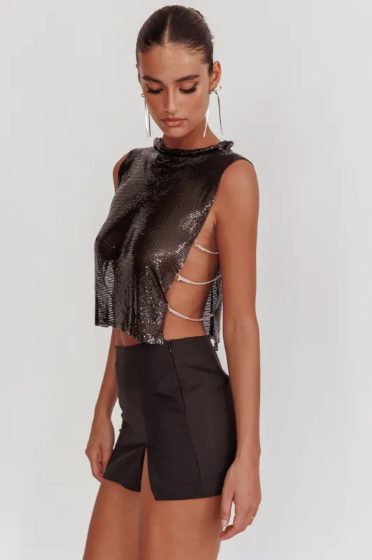 Breakdance Metal Mesh Top Black sold by Selfie Leslie