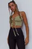 Jori Lace Up Crop Top Olive sold by Selfie Leslie