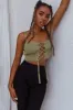 Jori Lace Up Crop Top Olive sold by Selfie Leslie