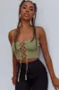 Jori Lace Up Crop Top Olive sold by Selfie Leslie