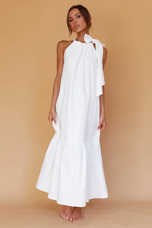 Cruise Shoulder Tie Maxi Dress White sold by Selfie Leslie