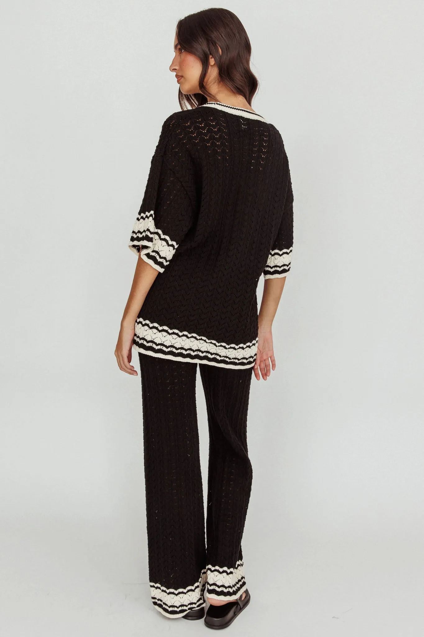 Rhodes Cotton Straight Leg Knit Pants Black sold by Selfie Leslie product image thumbnail 2