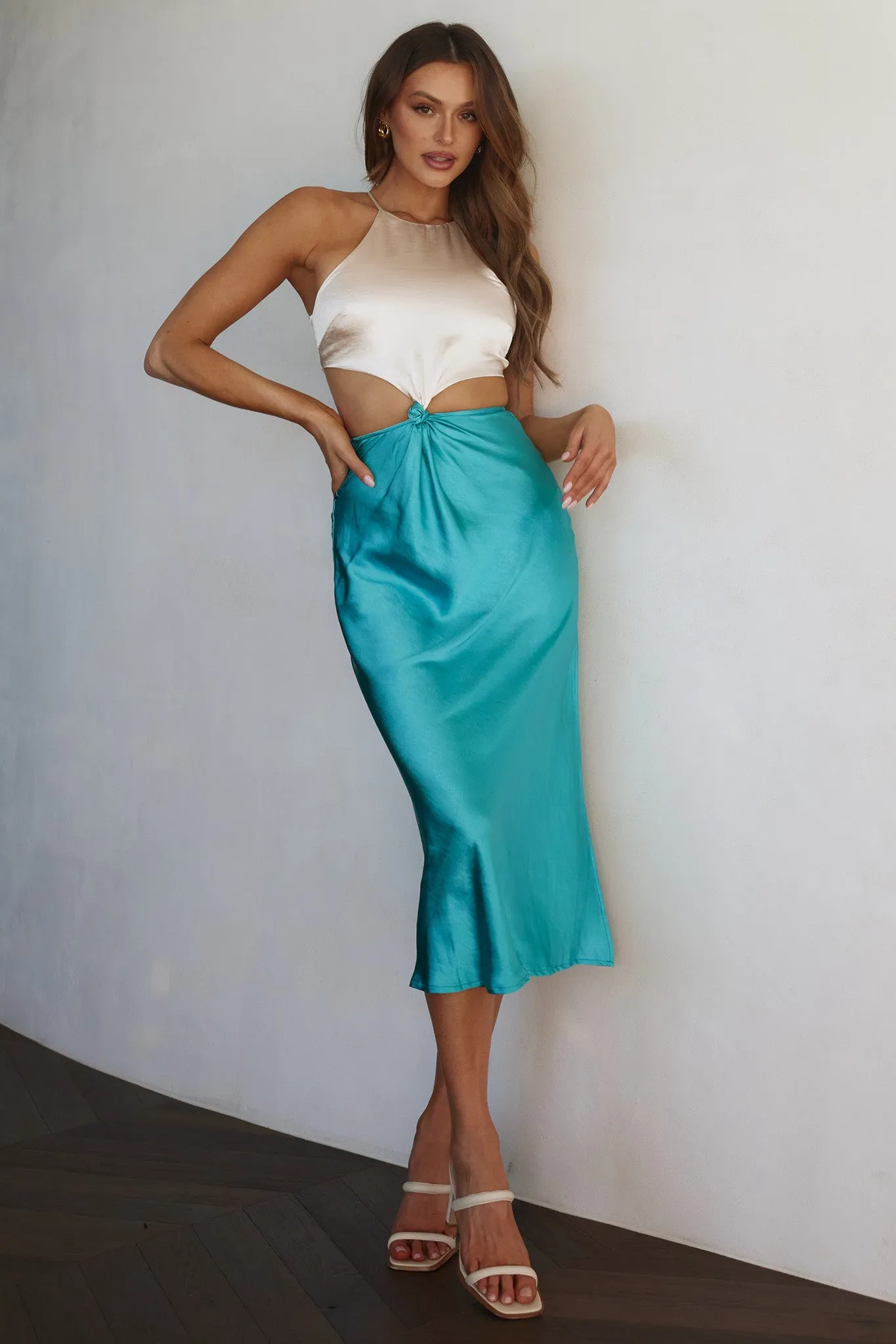 Utopia Cut-Out Waist Midi Dress Blue sold by Selfie Leslie product image thumbnail 3