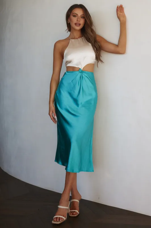 Utopia Cut-Out Waist Midi Dress Blue sold by Selfie Leslie