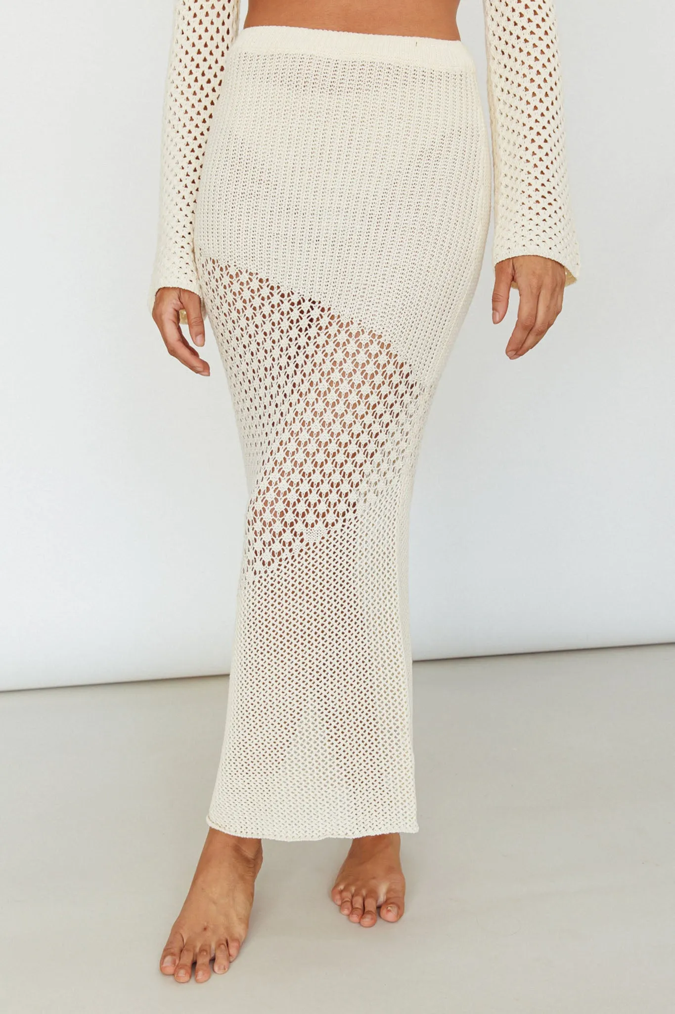 Serenity Sky Crochet Midi Skirt Milk sold by Selfie Leslie product image thumbnail 4