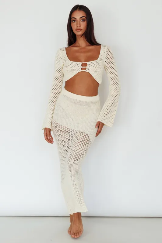 Serenity Sky Crochet Midi Skirt Milk sold by Selfie Leslie