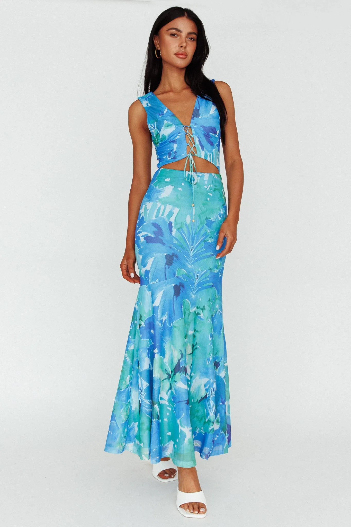 Summerlove Lace-Up Bodice Midi Dress Green sold by Selfie Leslie